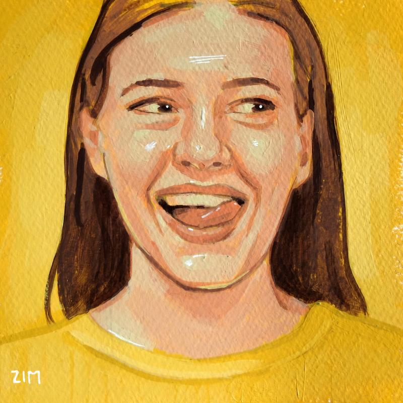 Pintura Yellow portrait por ZIM | Pintura Figurativo Retrato Sociedad Life style Acrílico