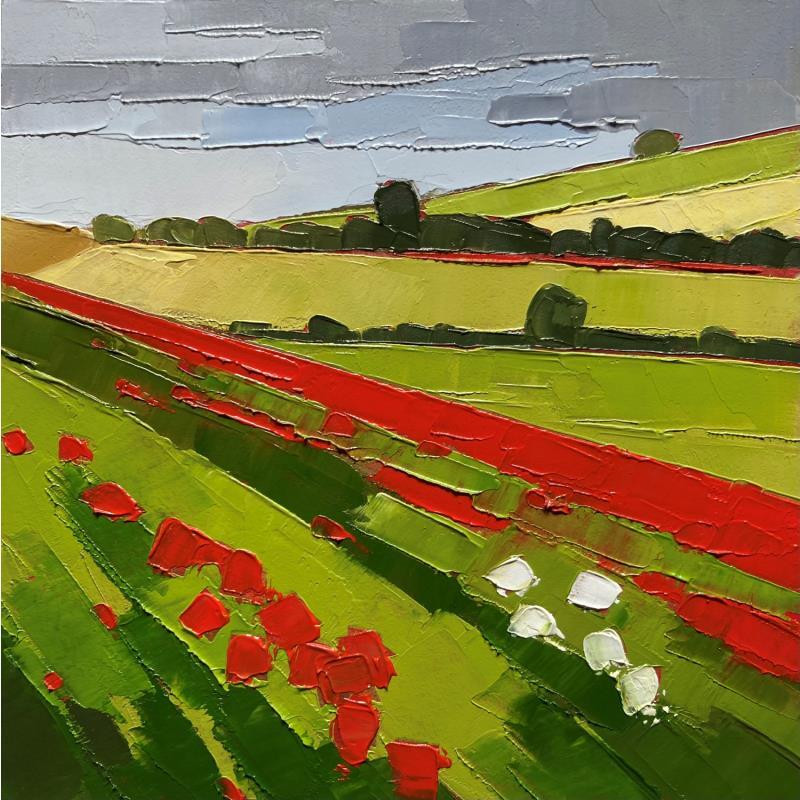 Gemälde Campagne aux coquelicots  von Clavel Pier-Marion | Gemälde Impressionismus Landschaften Öl