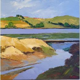 Peinture Bord du Rhône  par Clavel Pier-Marion | Tableau Impressionnisme Huile Paysages