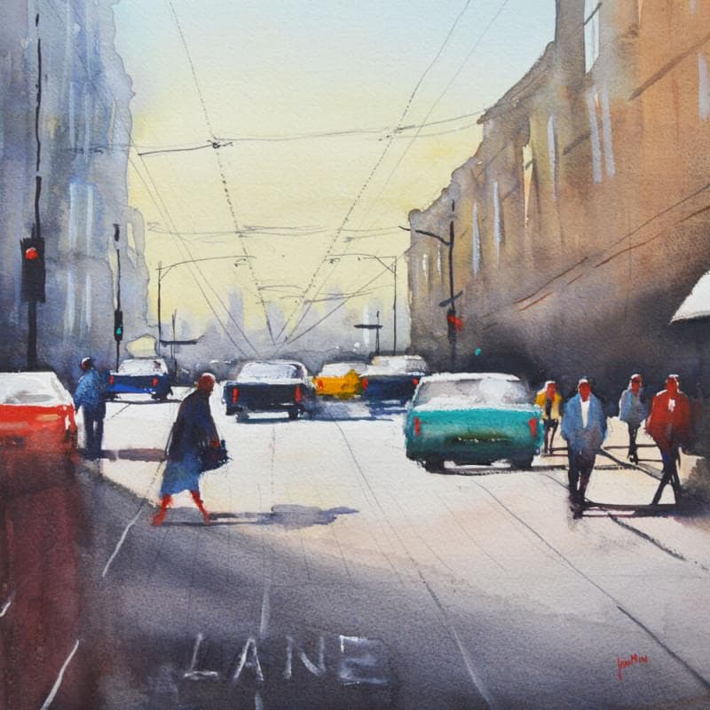 Pintura New York 2 por Min Jan | Pintura Figurativo Urbano Acuarela