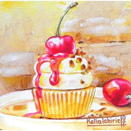Painting Un muffin aux cerises   by Tchirieff Katia | Painting Realism Acrylic Still-life
