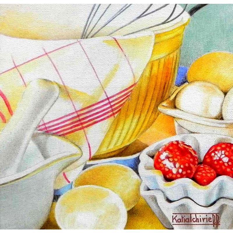 Gemälde Préparons un gateau! von Tchirieff Katia | Gemälde Realismus Stillleben Acryl