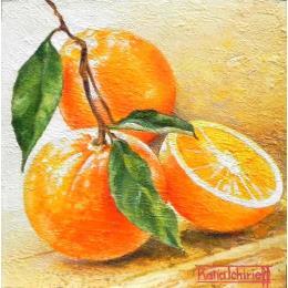 Gemälde Belles oranges! von Tchirieff Katia | Gemälde Realismus Acryl Pop-Ikonen, Stillleben