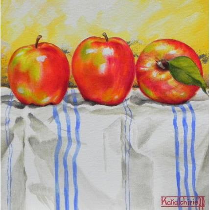 Painting 3 pommes... by Tchirieff Katia | Painting Realism Acrylic Still-life