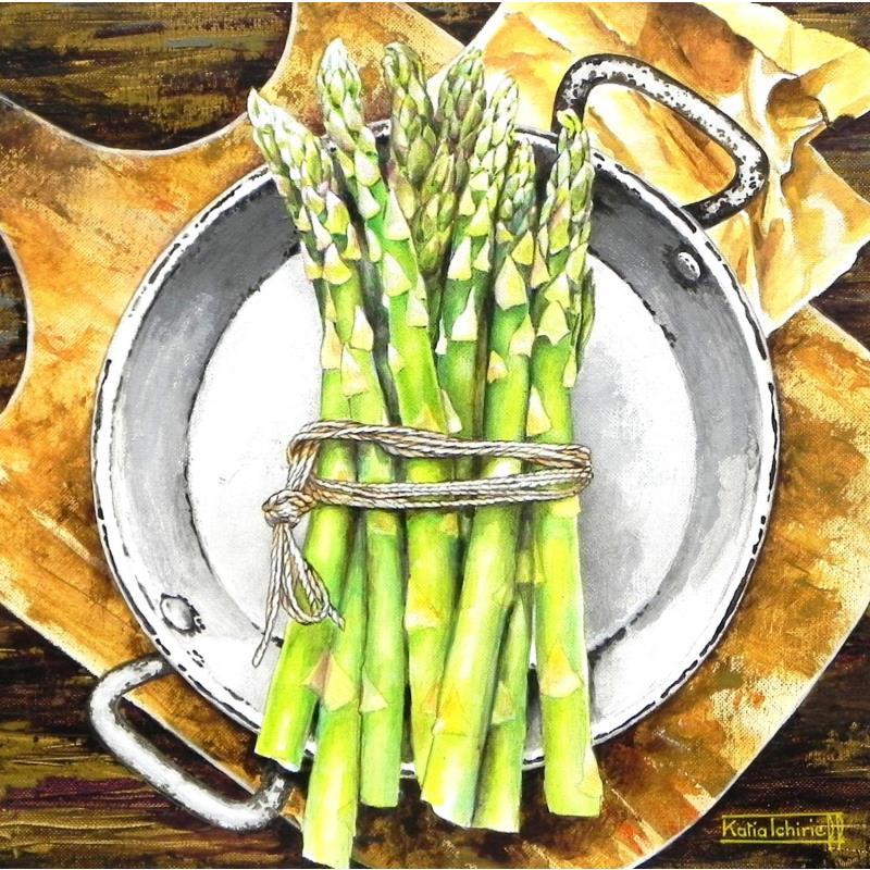 Peinture Les asperges font le printemps! par Tchirieff Katia | Tableau Réalisme Natures mortes Acrylique