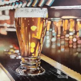 Peinture Une bière svp par Tchirieff Katia | Tableau Réalisme Acrylique Natures mortes