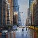 Peinture New York ,yellow cabs par Min Jan | Tableau Figuratif Urbain Aquarelle