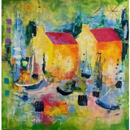 Painting Dans le jardin de mon père by Bastide d´Izard Armelle | Painting Abstract Acrylic Landscapes