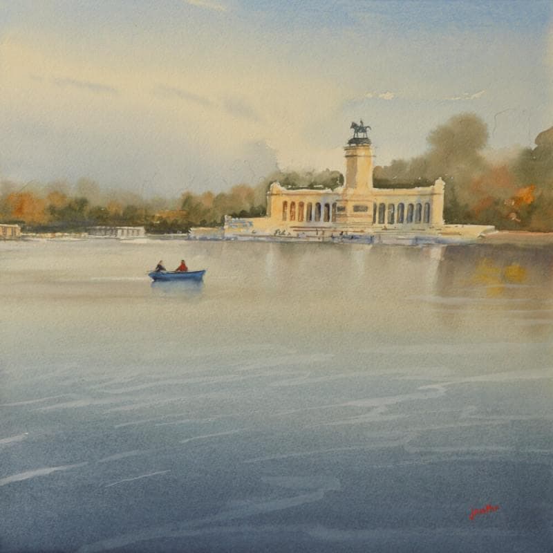 Painting Retiro Park by Min Jan | Painting Figurative Urban Watercolor