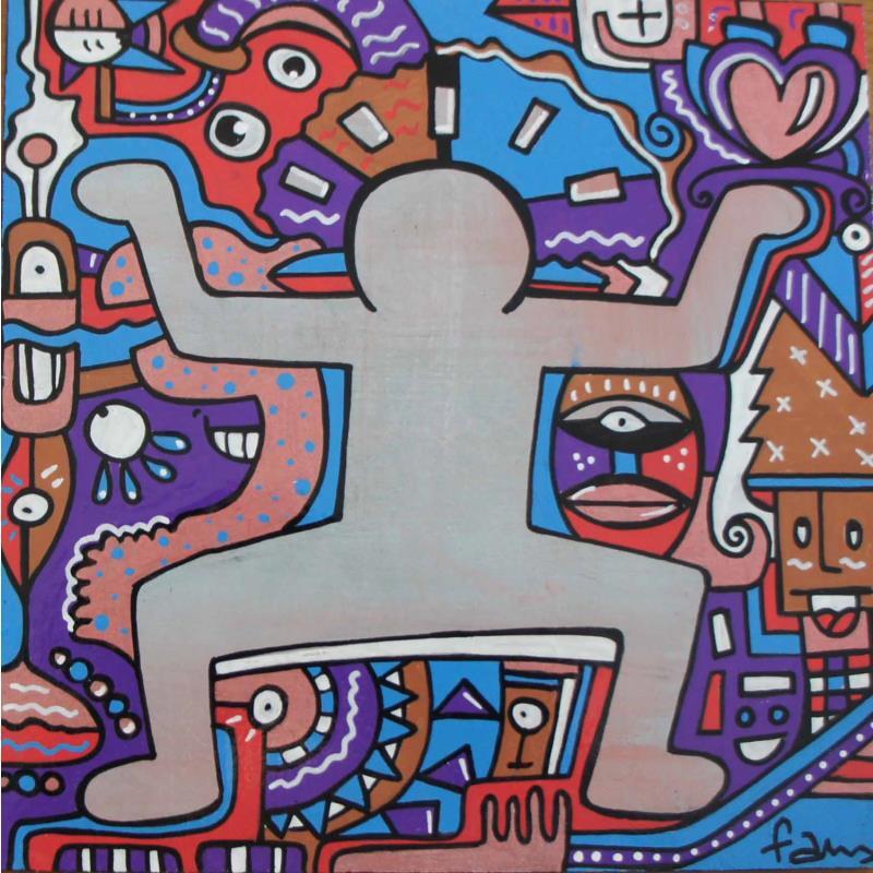 Painting Little dude by Fanny | Painting Street art Wood