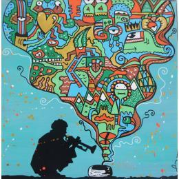 Painting Charmeur by Fanny | Painting Street art Wood Pop icons