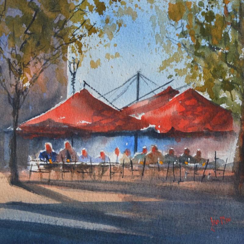 Painting Happy drink by Min Jan | Painting Figurative Life style Watercolor