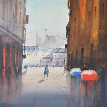 Peinture Shopping par Min Jan | Tableau Figuratif Aquarelle Urbain