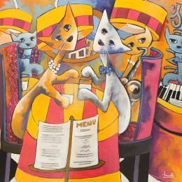 Peinture Toi et Moi par Fauve | Tableau Figuratif Acrylique, Bois, Huile Animaux, Scènes de vie