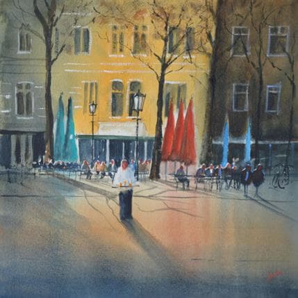 Painting Cheers by Min Jan | Painting Figurative Watercolor Urban