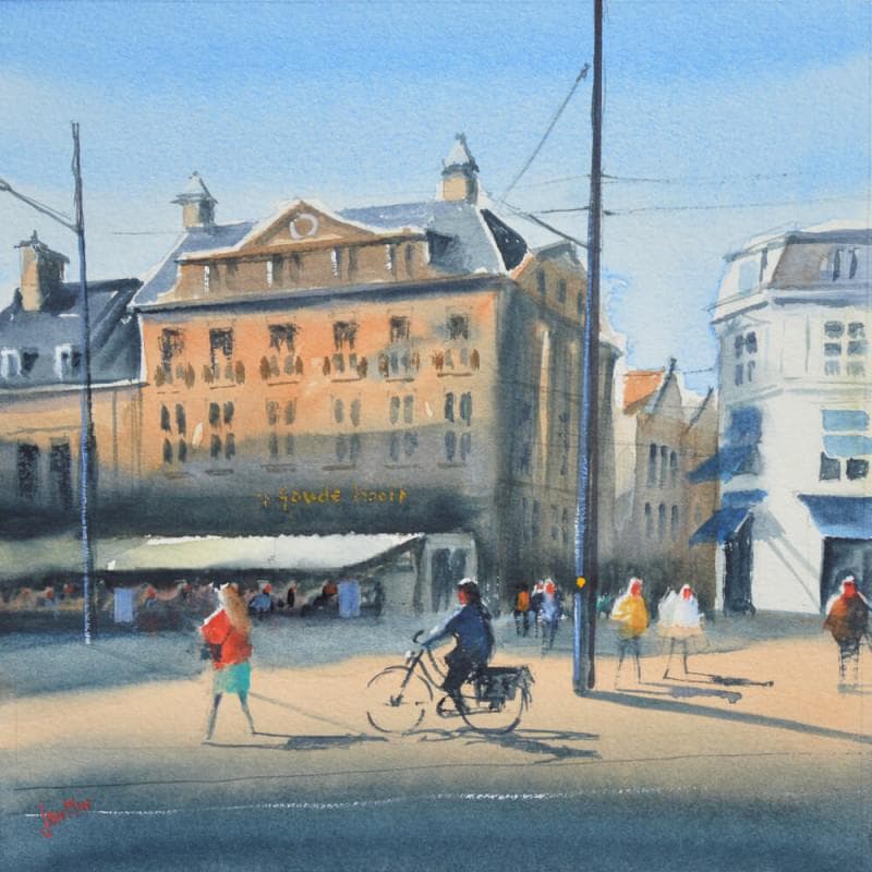 Gemälde Relaxed day von Min Jan | Gemälde Figurativ Urban Aquarell