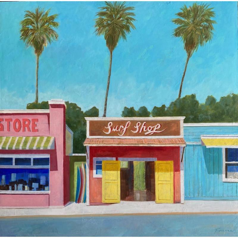 Gemälde Le village sous les tropiques von Foucras François | Gemälde Figurativ Landschaften Urban Acryl