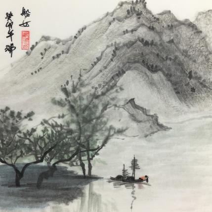 Gemälde La fille sur le bateau  von Amblard Rui | Gemälde Figurativ Aquarell Alltagsszenen, Landschaften, Natur