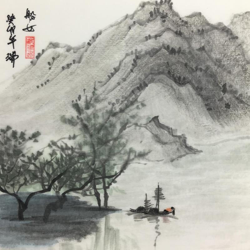 Gemälde La fille sur le bateau  von Amblard Rui | Gemälde Figurativ Landschaften Natur Alltagsszenen Aquarell