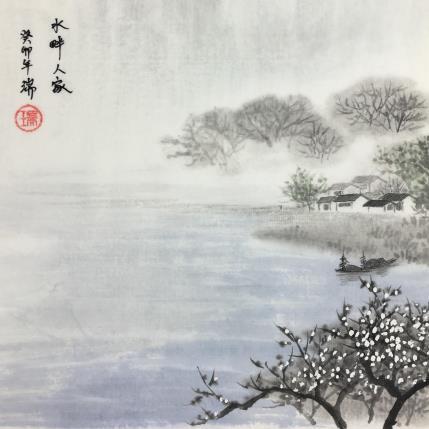 Gemälde Les maisons au bord de l'eau  von Amblard Rui | Gemälde Figurativ Aquarell Alltagsszenen, Landschaften, Marine, Pop-Ikonen