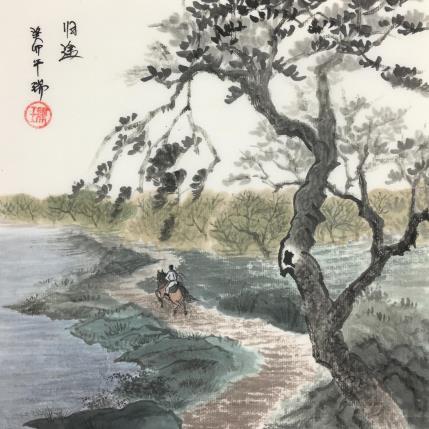 Gemälde Un chemin vers la maison  von Amblard Rui | Gemälde Figurativ Aquarell Alltagsszenen, Landschaften, Natur, Pop-Ikonen