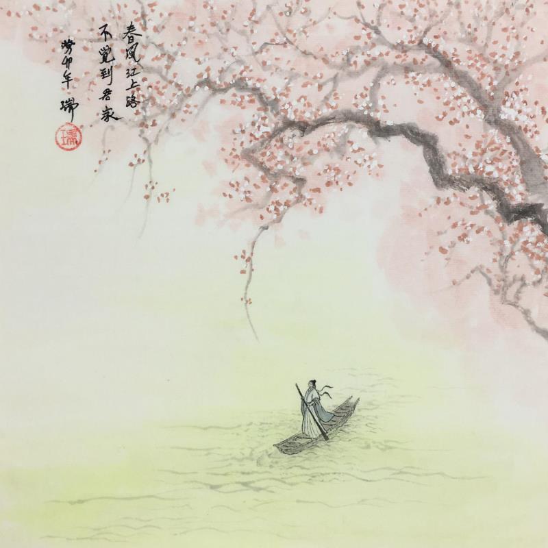 Peinture Printemps fleuri  par Amblard Rui | Tableau Figuratif Paysages Nature Scènes de vie Aquarelle