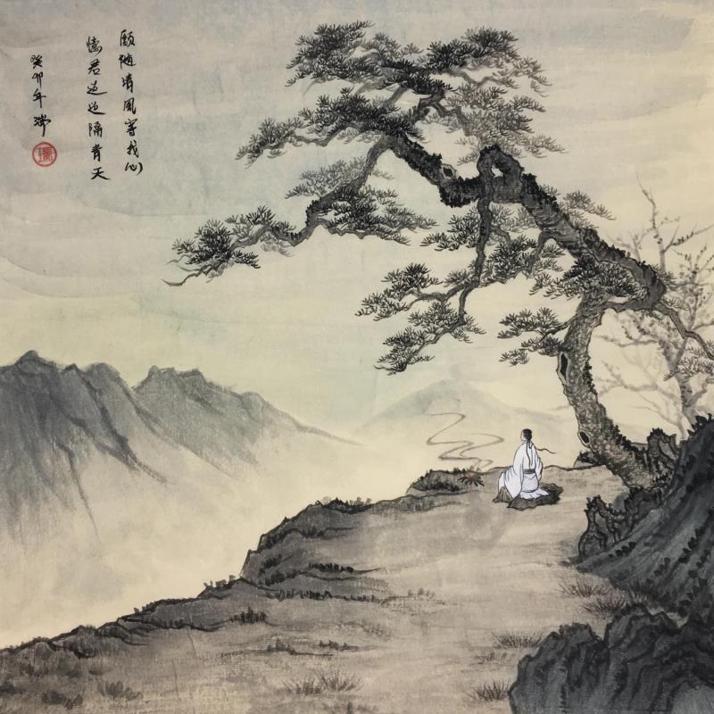 Pintura Une nuit auprès de lui passée, reste dans ma pensée por Amblard Rui | Pintura Figurativo Paisajes Naturaleza Life style Acuarela