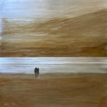 Peinture Coucher de soleil plage des trois digues par Mahieu Bertrand | Tableau Art Singulier Métal Marine