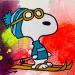 Peinture SNOOPY SKIING par Mestres Sergi | Tableau Pop-art Icones Pop Graffiti Carton