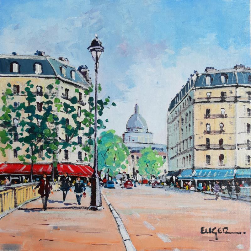 Peinture LE PANTHEON, VU DU PONT LOUIS PHILIPPE par Euger | Tableau Figuratif Paysages Urbain Scènes de vie Huile Acrylique