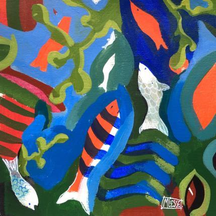 Painting Poissons en fête by Bertre Flandrin Marie-Liesse | Painting Figurative Acrylic Animals, Pop icons