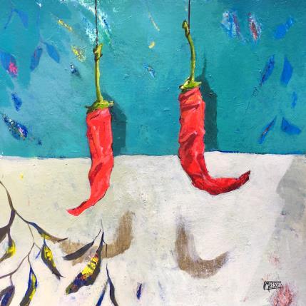 Painting Dialogue de piments  by Bertre Flandrin Marie-Liesse | Painting Figurative Acrylic Still-life