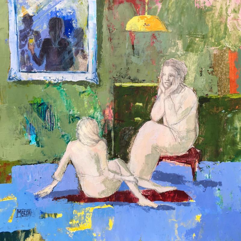 Painting Confidences du soir by Bertre Flandrin Marie-Liesse | Painting Figurative Life style Acrylic