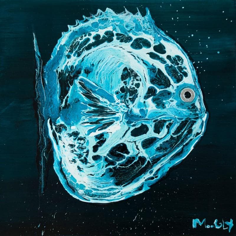 Peinture Poisson camouflage rondouillard par Moogly | Tableau Art Singulier Animaux Acrylique