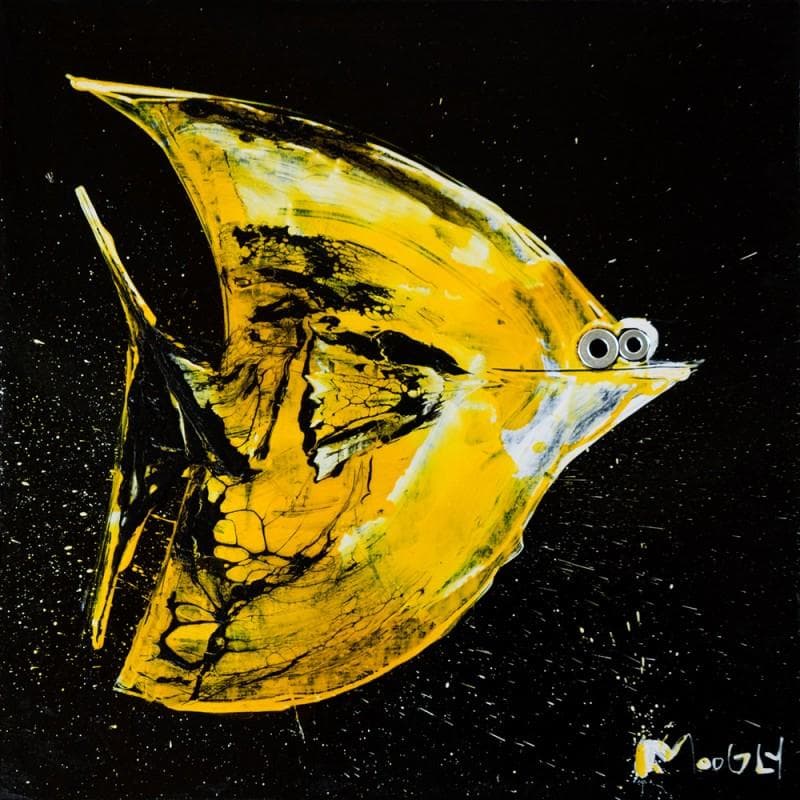 Peinture Poisson tropical by night par Moogly | Tableau Art Singulier Animaux Acrylique