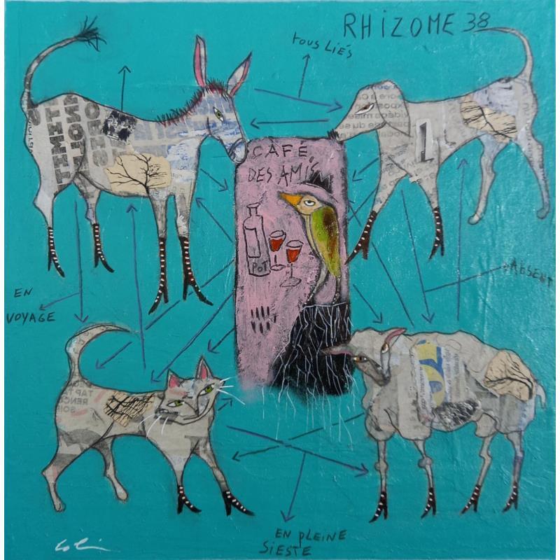 Painting Rhizome 38 by Colin Sylvie | Painting Raw art Animals Acrylic Gluing Pastel