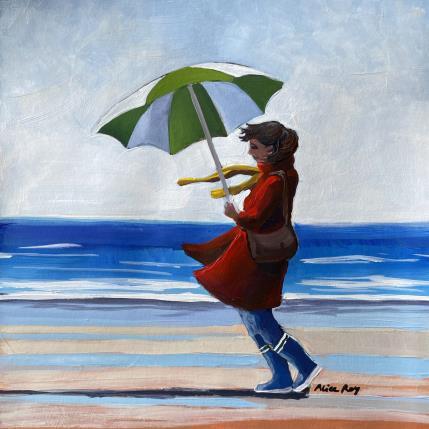 Peinture Le parapluie vert par Alice Roy | Tableau Figuratif Acrylique Scènes de vie