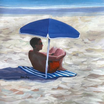 Peinture L'homme sous le parasol par Alice Roy | Tableau Figuratif Acrylique Scènes de vie