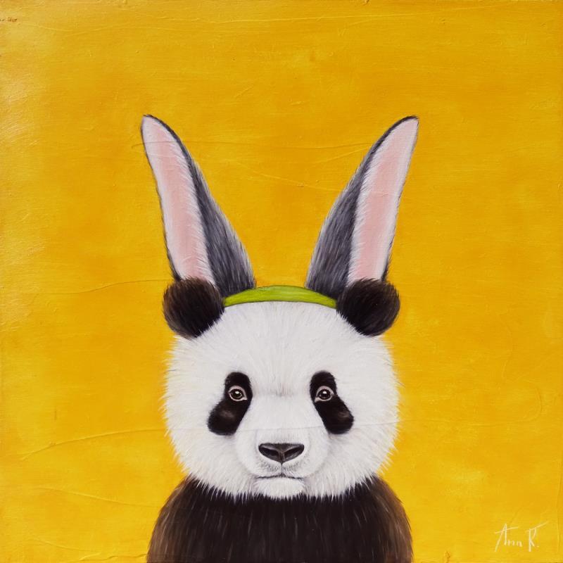 Peinture Camouflage par Ann R | Tableau Art naïf Portraits Animaux Bois Huile