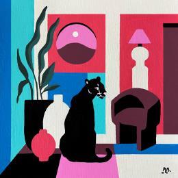 Pintura Leopard Noir 8.0 por Birsak Mariah | Pintura Figurativo Acrílico Animales, Iconos pop, Naturalezas muertas, Urbano
