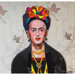 Peinture Frida Kahlo par Hernandez Abelardo | Tableau Matiérisme Bois, Upcycling Icones Pop