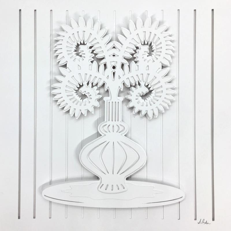 Gemälde Fern in vase 1 von Ryder Susan | Gemälde Materialismus Stillleben Collage Papier