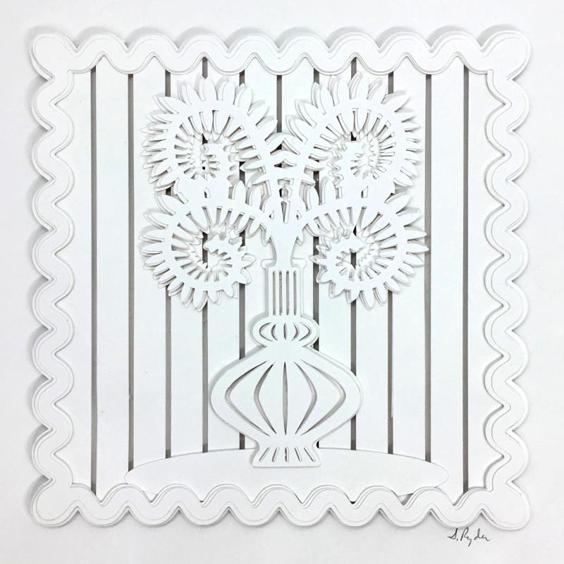 Gemälde Fern in vase 2 von Ryder Susan | Gemälde Materialismus Stillleben Collage Papier