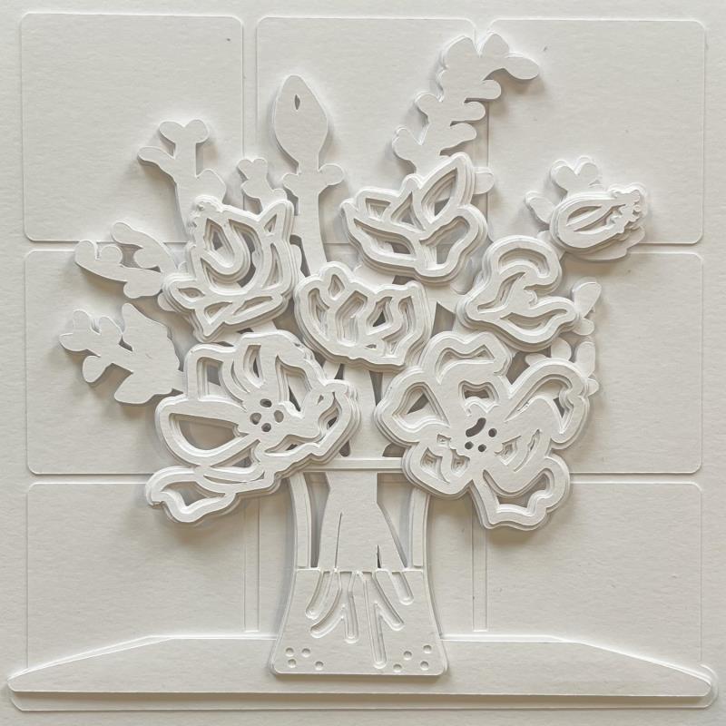 Gemälde Flower in a vase on corner von Ryder Susan | Gemälde Materialismus Stillleben Collage Papier