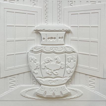 Peinture The vase in my dining room par Ryder Susan | Tableau Matiérisme Collage, Papier Natures mortes