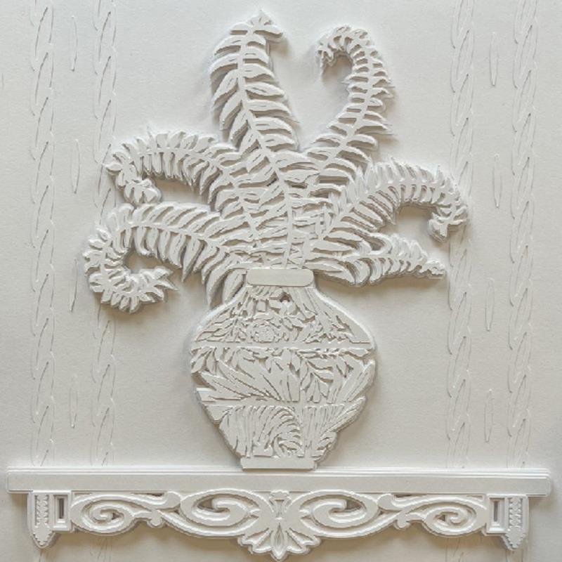 Painting Ferns on a shelf by Ryder Susan | Painting Subject matter Still-life Gluing Paper