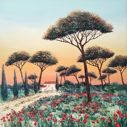 Peinture La bastide sous les pins par Blandin Magali | Tableau Figuratif Huile Paysages