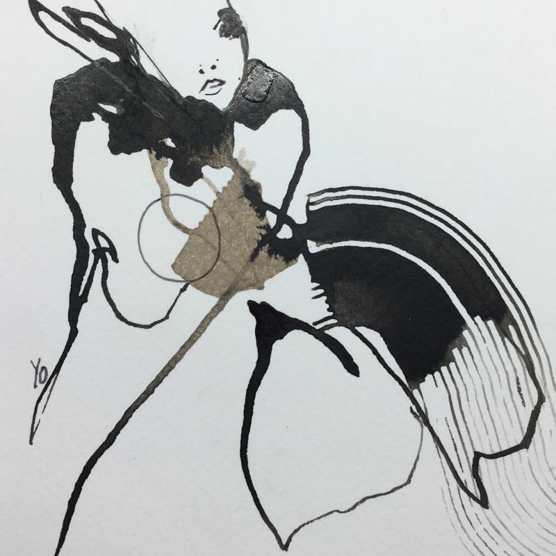 Painting Mon coeur frissonne by YO | Painting Figurative Nude Ink