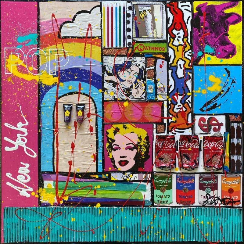 Peinture POP NY par Costa Sophie | Tableau Pop-art Icones Pop Acrylique Collage Posca Upcycling