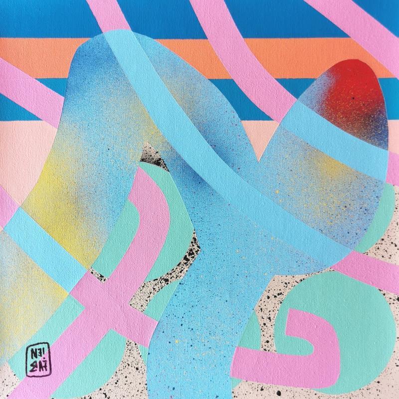 Peinture Ondes solaires par Neibaf | Tableau Abstrait Paysages Graffiti Acrylique